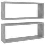 Vidaxl �tag�res murales cube 2 pcs gris b�ton bois d?ing�nierie