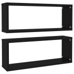 Vidaxl tagres murales cube 2 pcs noir 60x15x23 cm bois d?ingnierie