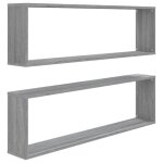Vidaxl �tag�res murales cube 2 pcs sonoma gris 100x15x30 cm bois