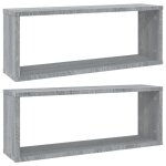 Vidaxl �tag�res murales cube 2 pcs sonoma gris 60x15x23 cm bois
