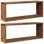 Vidaxl tagres murales cube 2 pcs vieux bois 60x15x23 cm