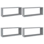 Vidaxl tagres murales cube 4 pcs sonoma gris 60x15x23 cm bois