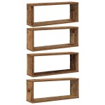 Vidaxl tagres murales cube 4 pcs vieux bois 60x15x23 cm