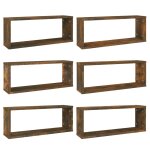 Vidaxl tagres murales cube 6 pcs chne fum 60x15x23 cm bois