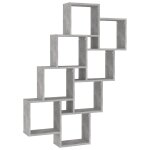 Vidaxl �tag�re murale cube gris b�ton 90x15x119 cm bois d?ing�nierie