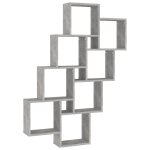 Vidaxl tagre murale cube gris bton 90x15x119 cm bois d?ingnierie