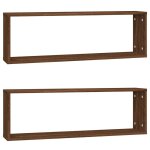 Vidaxl �tag�res murales cubiques 2 pcs ch�ne marron 80x15x26, 5 cm