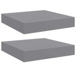 Vidaxl �tag�res murales flottantes 2 pcs gris 23x23, 5x3, 8 cm mdf