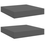Vidaxl �tag�re murale flottante 2 pcs gris brillant 23x23, 5x3, 8 cm mdf
