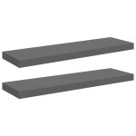 Vidaxl �tag�re murale flottante 2 pcs gris brillant 80x23, 5x3, 8 cm mdf
