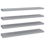 Vidaxl tagres murales flottantes 4 pcs gris 120x23, 5x3, 8 cm mdf