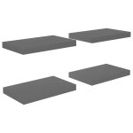 Vidaxl tagre murale flottante 4 pcs gris brillant 40x23x3, 8 cm mdf