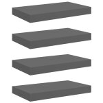Vidaxl �tag�re murale flottante 4 pcs gris brillant 40x23x3, 8 cm mdf