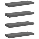 Vidaxl �tag�re murale flottante 4 pcs gris brillant 60x23, 5x3, 8 cm mdf