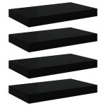 Vidaxl �tag�re murale flottante 4 pcs noir brillant 40x23x3, 8 cm mdf