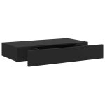 Vidaxl tagre murale flottante avec tiroir noir 48x25x8 cm