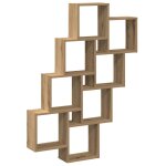 Vidaxl �tag�re murale en forme de cube ch�ne artisanal 90x15x119, 5 cm