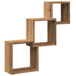Vidaxl �tag�res murales forme de cube ch�ne artisanal bois ing�nierie