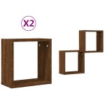 Vidaxl �tag�res murales sous forme cube 2 pcs ch�ne marron 30x15x30cm