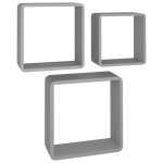 Vidaxl tagres murales sous forme de cube 3 pcs gris mdf