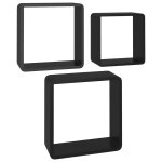 Vidaxl tagres murales sous forme de cube 3 pcs noir mdf