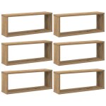 Vidaxl �tag�res murales sous forme de cube 6 pcs ch�ne artisanal