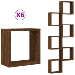 Vidaxl �tag�res murales sous forme cube 6 pcs ch�ne marron 30x15x30cm