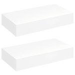 Vidaxl tagres murales avec tiroirs 2 pcs blanc 48 cm
