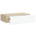 Vidaxl �tag�re murale � tiroirs en ch�ne et blanc 40 x 23, 5 x 10 cm mdf