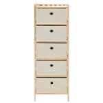 Vidaxl �tag�re de rangement 5 paniers tissu bois de c�dre beige