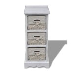 Vidaxl �tag�re de rangement en bois 3 paniers en tissage blanc