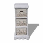 Vidaxl �tag�re de rangement en bois 3 paniers en tissage blanc