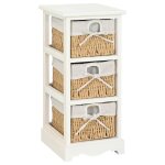 Vidaxl �tag�re de rangement en bois 3 paniers en tissage blanc