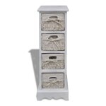 Vidaxl tagre de rangement en bois 4 paniers en tissage blanc