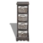 Vidaxl �tag�re de rangement bois marron 4 paniers en tissage