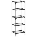 Vidaxl tagre de rangement dessus en verre noir 40x30x123 cm acier