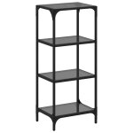 Vidaxl tagre de rangement avec dessus en verre noir 40x30x95cm acier