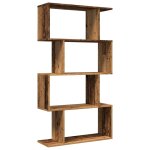 Vidaxl �tag�re s�paratrice de pi�ce � 4 niveaux vieux bois 70x24x129cm