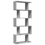 Vidaxl �tag�re s�paratrice de pi�ce 5 niveaux sonoma gris 70x24x161 cm