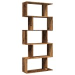 Vidaxl �tag�re s�paratrice de pi�ce � 5 niveaux vieux bois 70x24x161cm