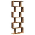 Vidaxl �tag�re s�paratrice de pi�ce � 6 niveaux vieux bois 70x24x193cm