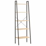 Vidaxl �tag�re sur pied 5 niveaux marron clair et noir 56x35x174 cm