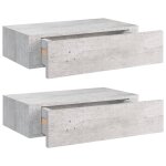 Vidaxl tagres  tiroir murales 2 pcs gris bton 40x23, 5x10 cm mdf
