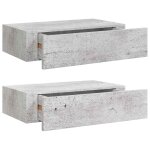 Vidaxl �tag�res � tiroir murales 2 pcs gris b�ton 40x23, 5x10 cm mdf