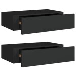 Vidaxl tagres  tiroirs murales 2 pcs noir 40x23, 5x10 cm mdf
