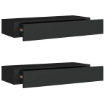 Vidaxl �tag�res � tiroirs murales 2 pcs noir 60x23, 5x10 cm mdf