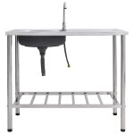 Vidaxl �vier de camping seul lavabo avec robinet acier inoxydable