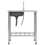 Vidaxl �vier de camping seul lavabo avec robinet acier inoxydable