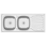 Vidaxl �vier de cuisine � double �vier argent� 1200x500x155 mm inox