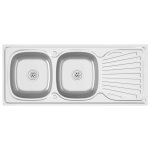 Vidaxl �vier de cuisine � double �vier argent� 1200x500x155 mm inox